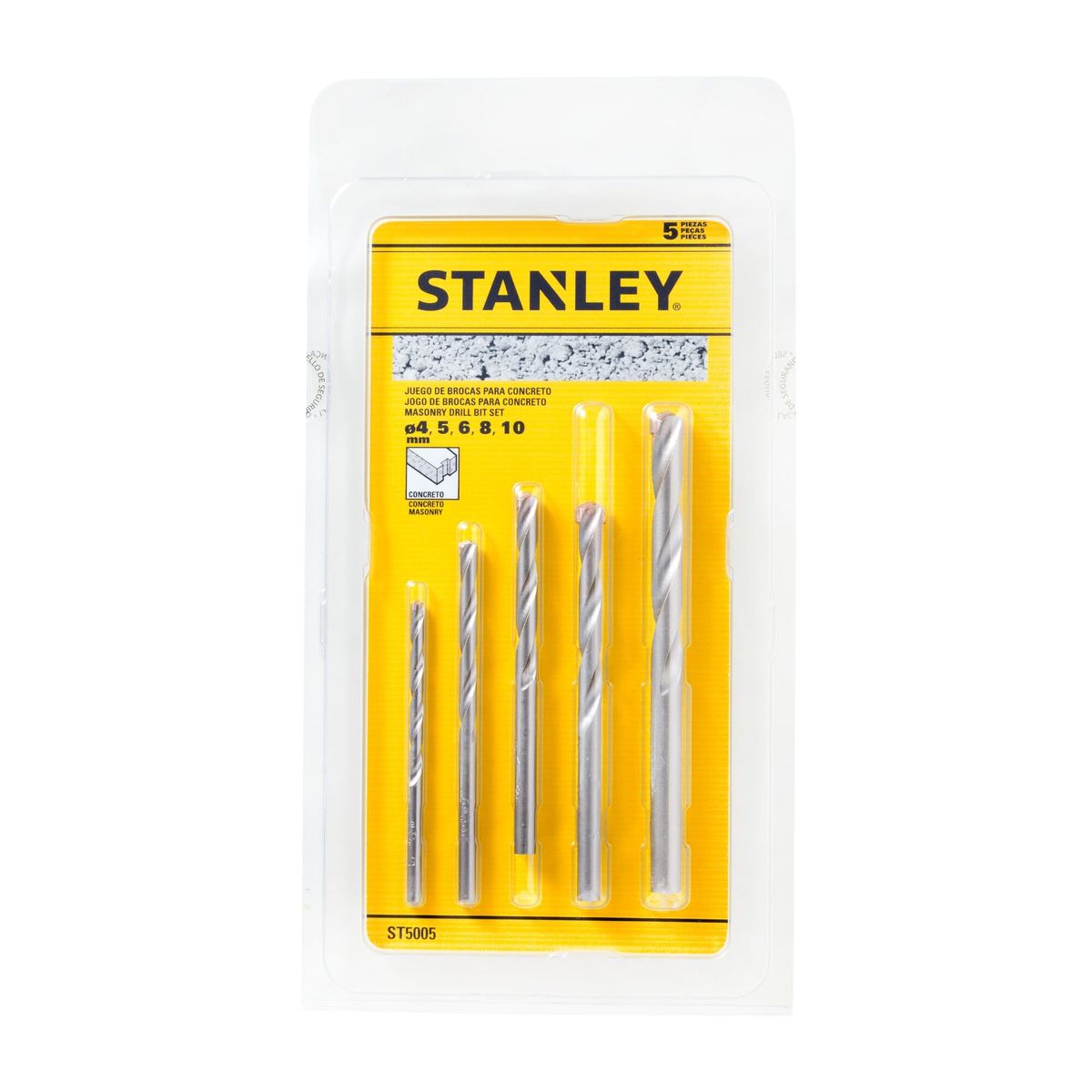 STANLEY - Set 5 brocas p/concreto 4, 5, 6, 8 y 10mm STANLEY ST5005