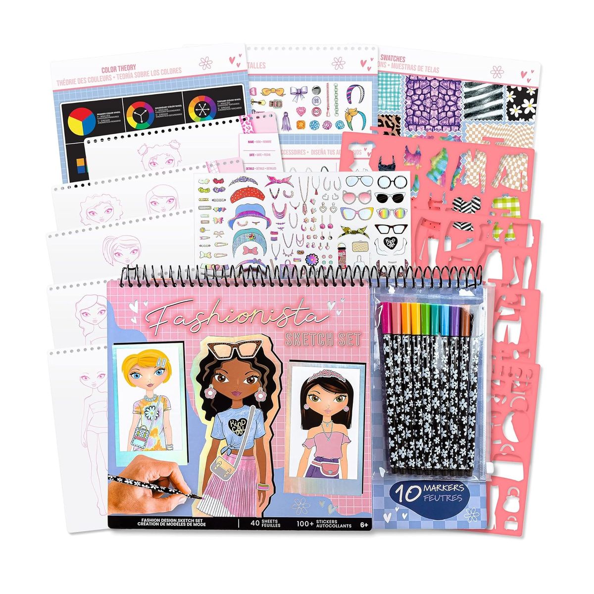 FASHION ANGELS - Libreta Cuaderno Portafolio Fashion Angels Con Marcadores