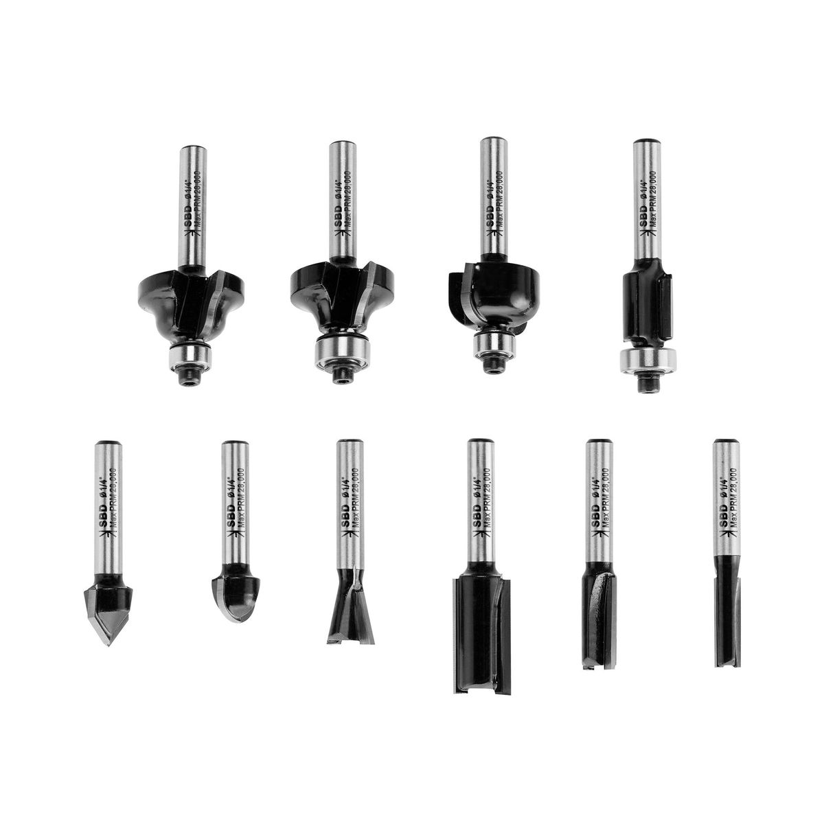 STANLEY - Set 10 fresas vástago 1/4" STANLEY STA80000