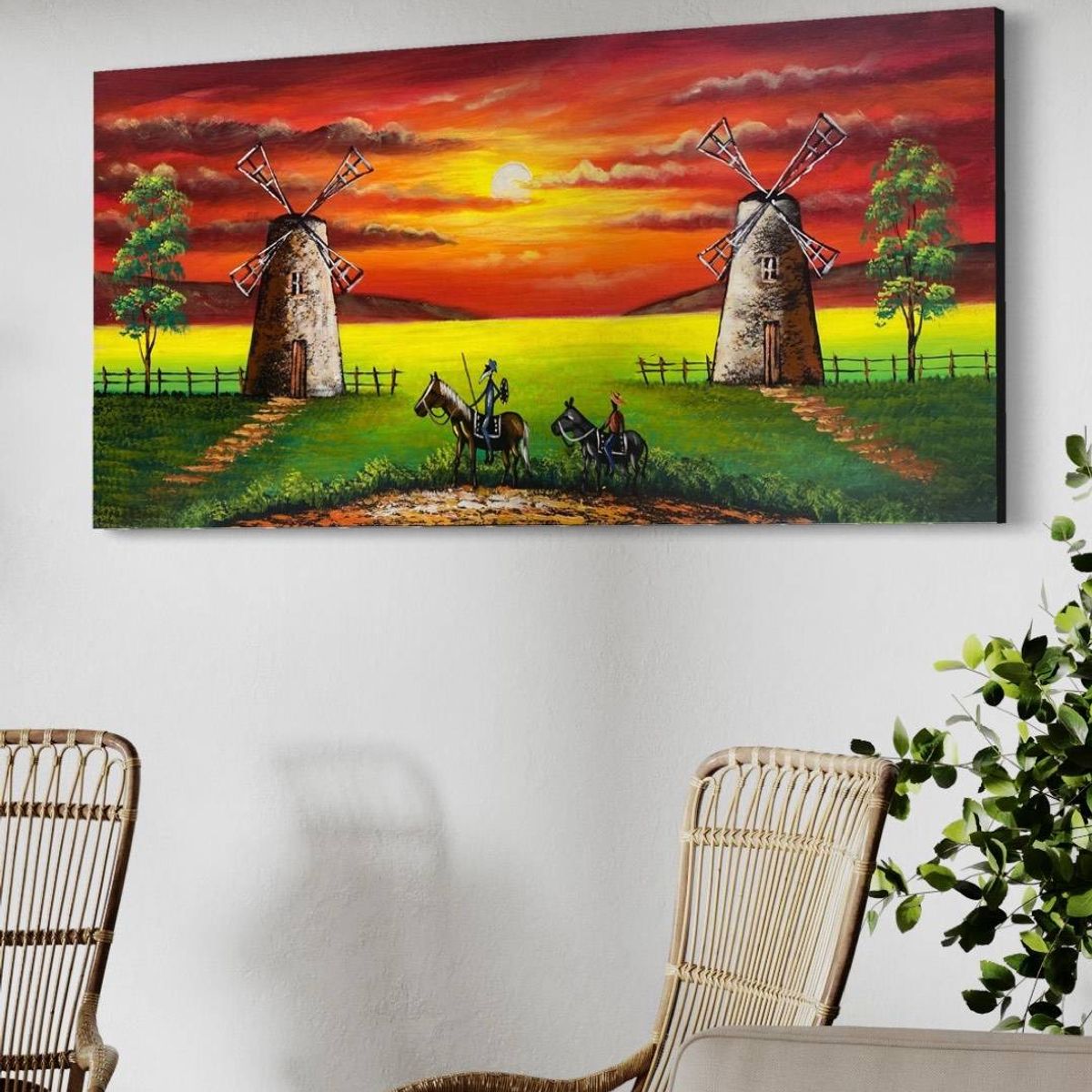 DEKAM DISEÑO - Cuadro Quijote Colores pintado acrílico medida 120x60 cms