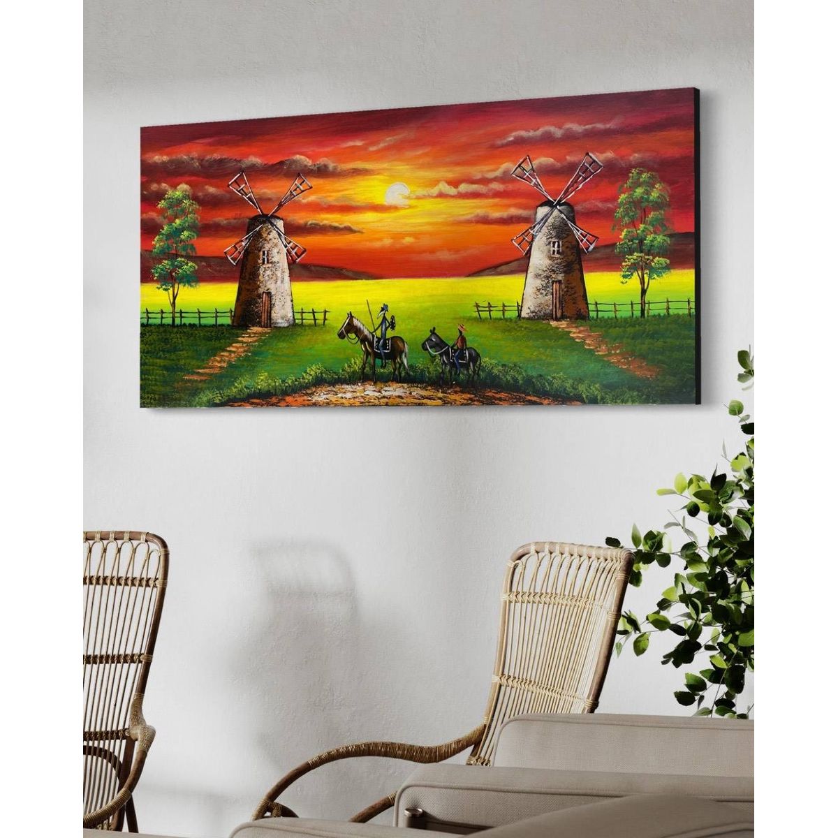 DEKAM DISEÑO - Cuadro Quijote Colores pintado acrílico medida 120x60 cms