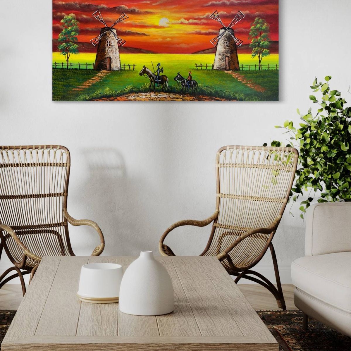 DEKAM DISEÑO - Cuadro Quijote Colores pintado acrílico medida 120x60 cms