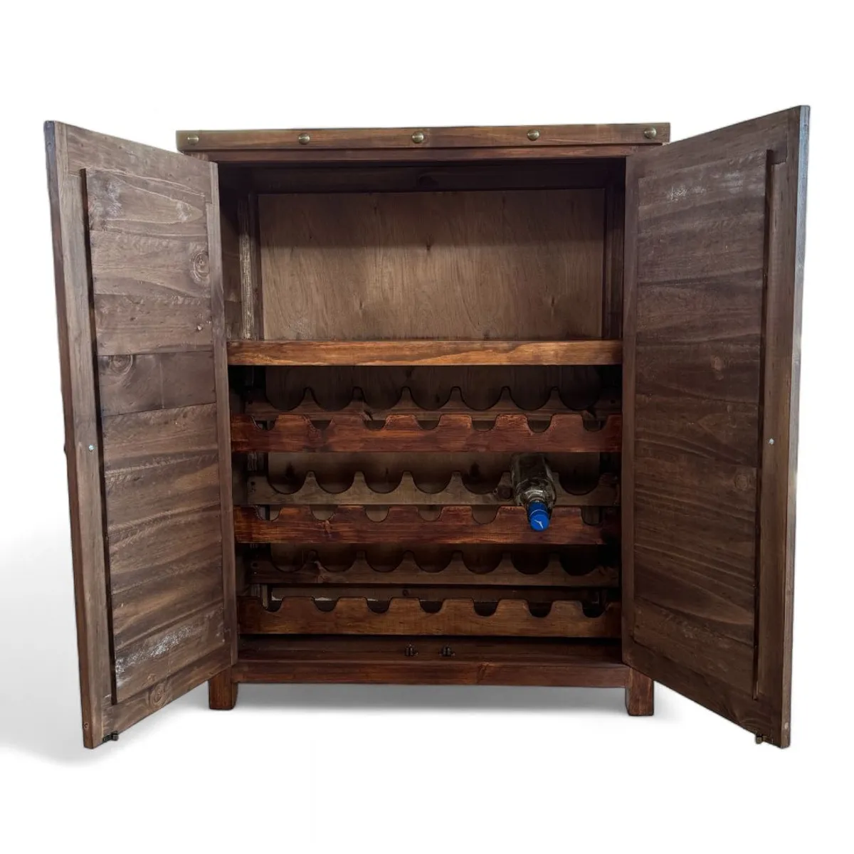 TAIKKEE - MUEBLE RUSTICO TIPO CAVA COLOR ROBLE Y PATINA DE COLORES