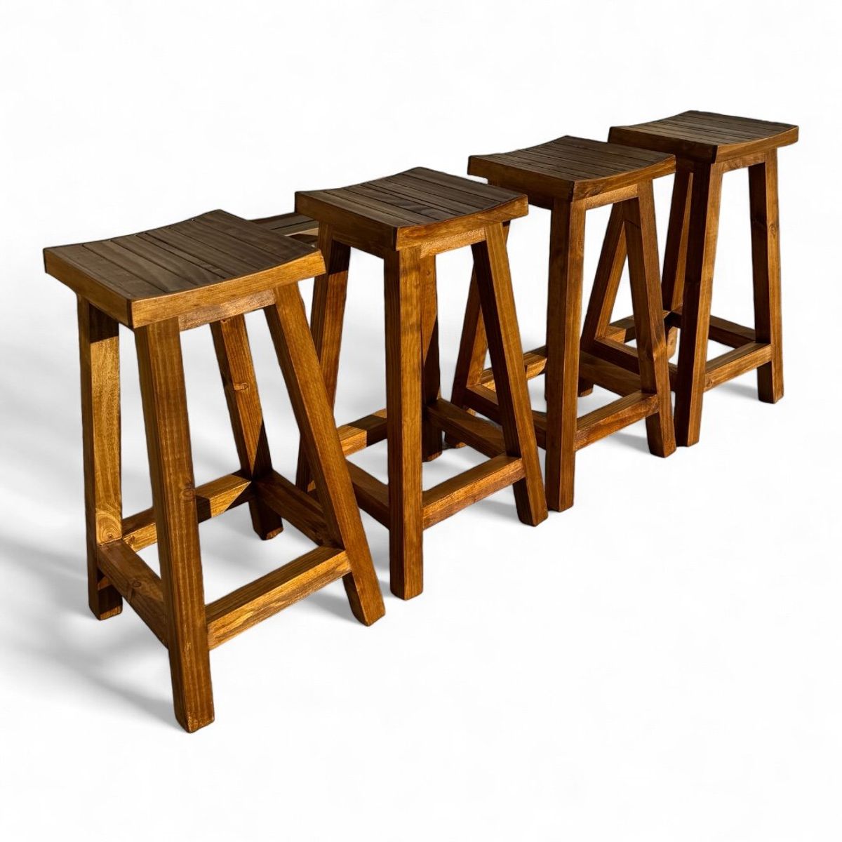 TAIKKEE - Taburetes rusticos de madera 70x30x30 pack 4 unidades