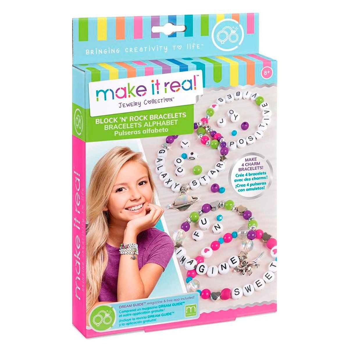 MAKE IT REAL - Set de pulseras Make It Real con dijes y bloques de colores