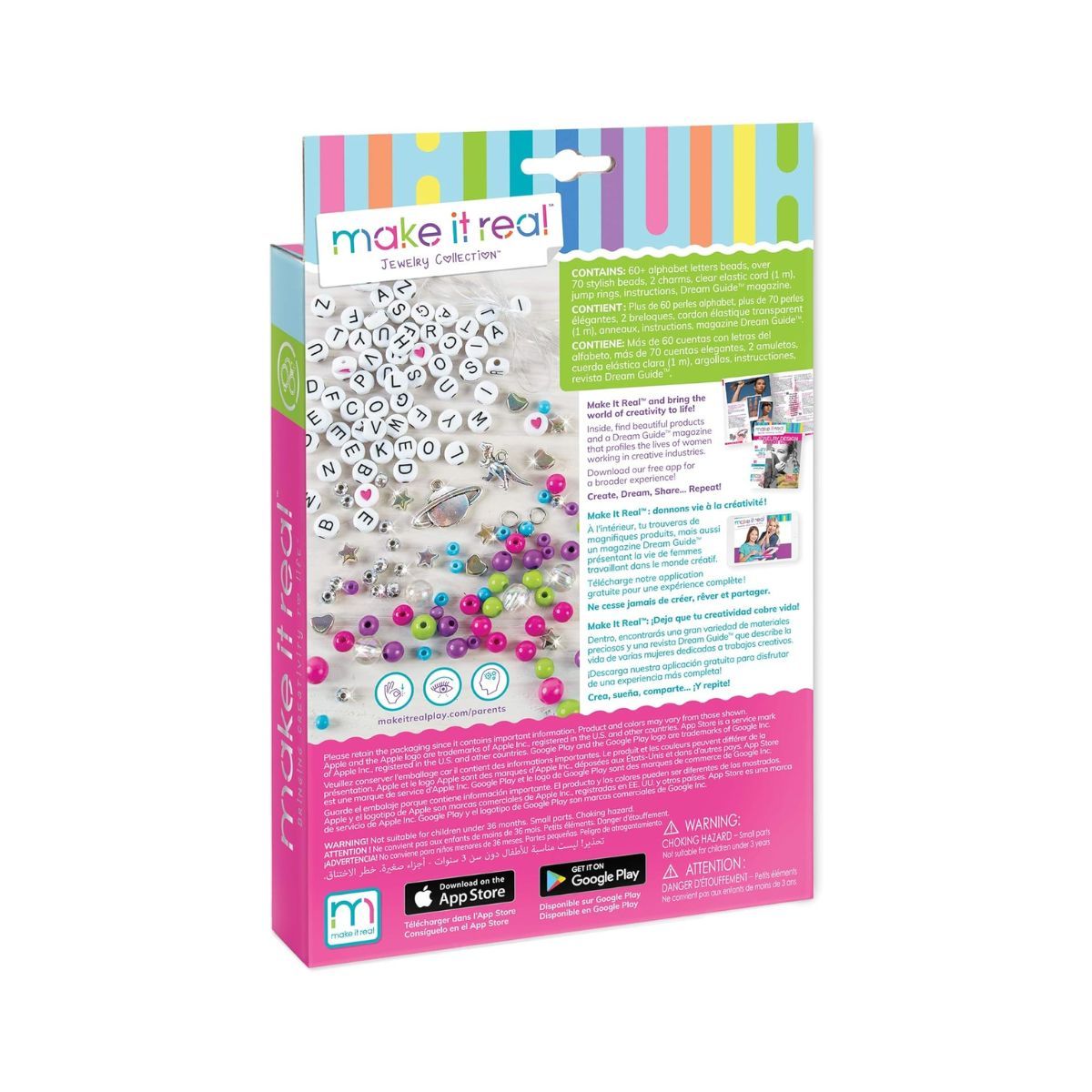 MAKE IT REAL - Set de pulseras Make It Real con dijes y bloques de colores