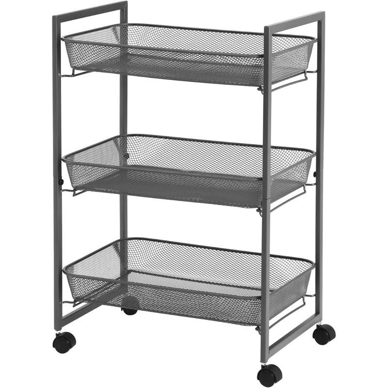 SPACEZAT - Carro Organizador Ruedas Metal Multiuso 3 Niveles Randers