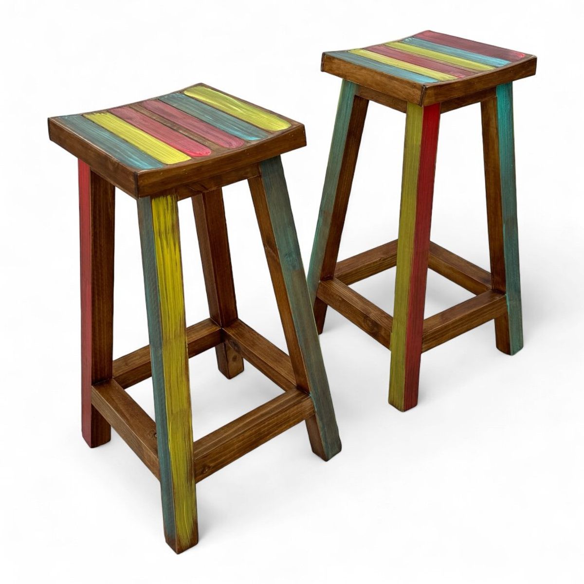 TAIKKEE - Pack 2 unidades, Taburetes rústicos de madera 75x30x30