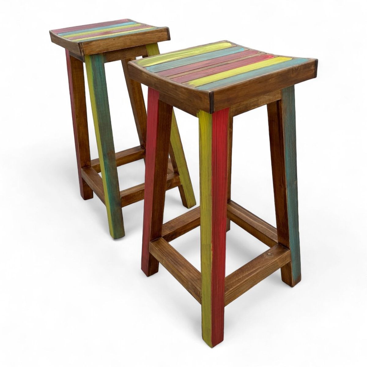 TAIKKEE - Pack 2 unidades, Taburetes rústicos de madera 75x30x30