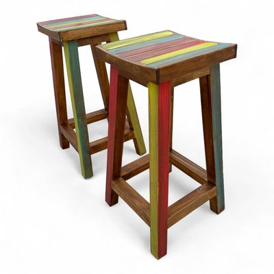 Imagen 2 del producto Pack 2 unidades, Taburetes rústicos de madera 75x30x30