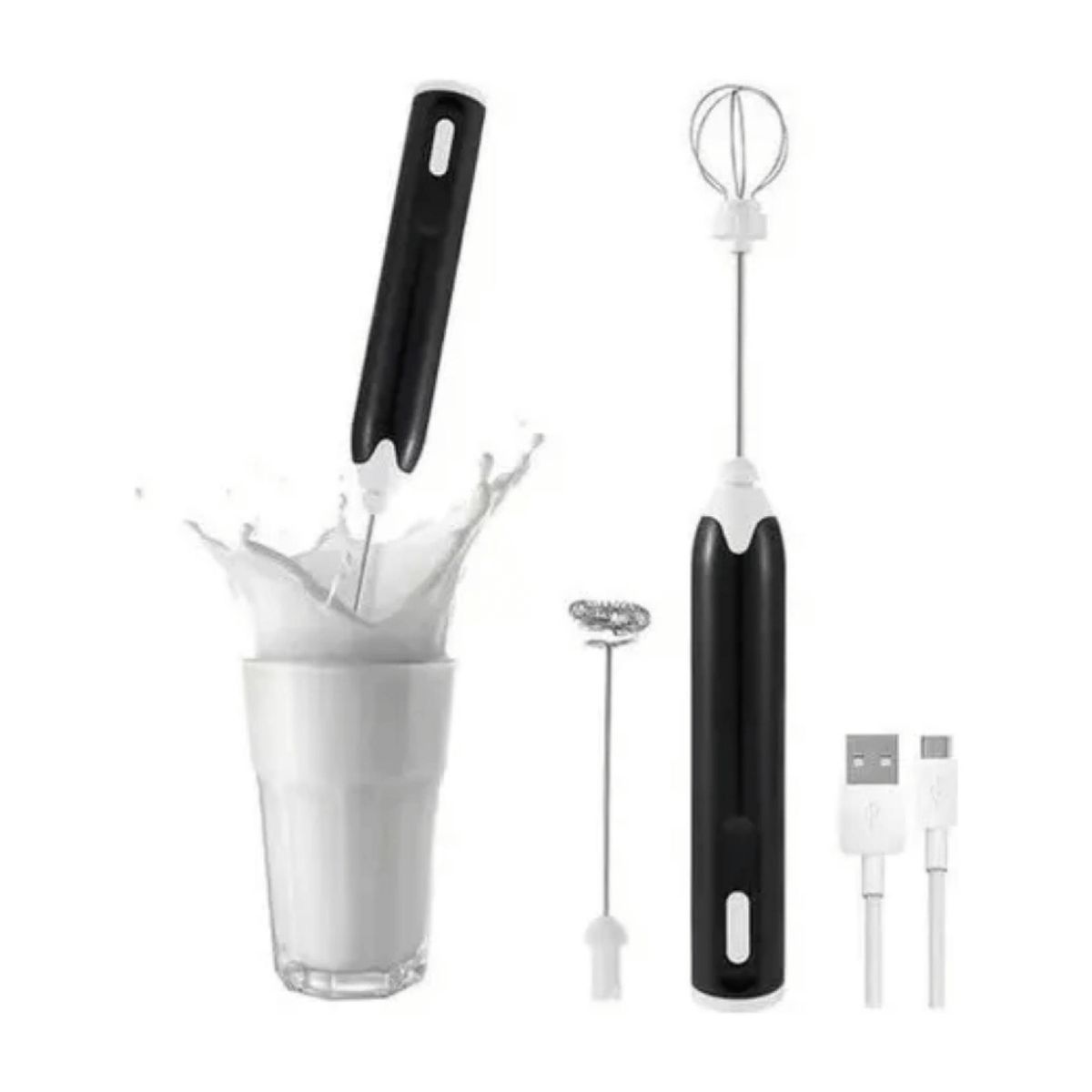 IMPORTCLICK - Mini Batidor Revolvedor Café Espuma Leche Recargable - Negro