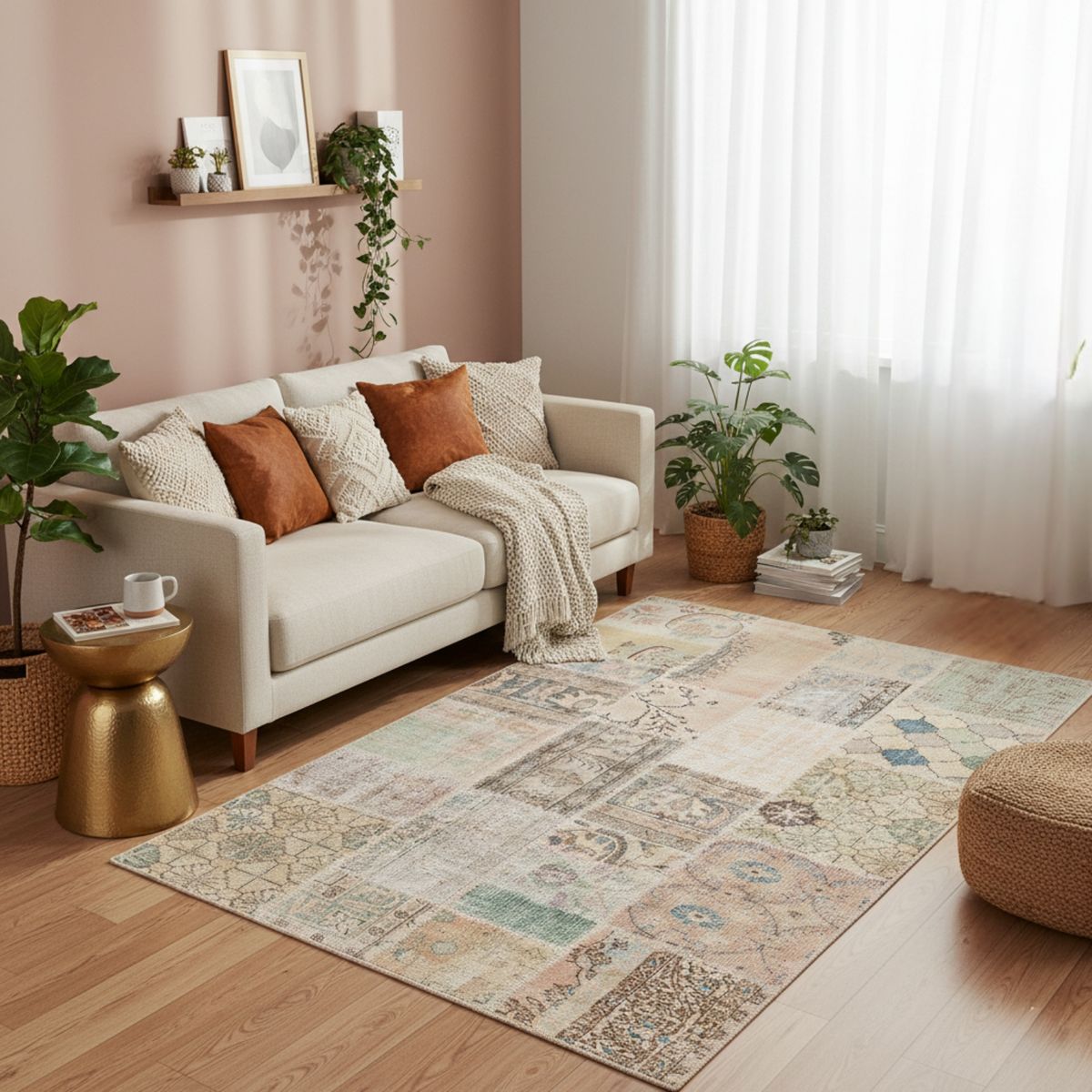 RUGS CL - Alfombra Rugscl Patchwork Beige 134x198cm - Pieza Única