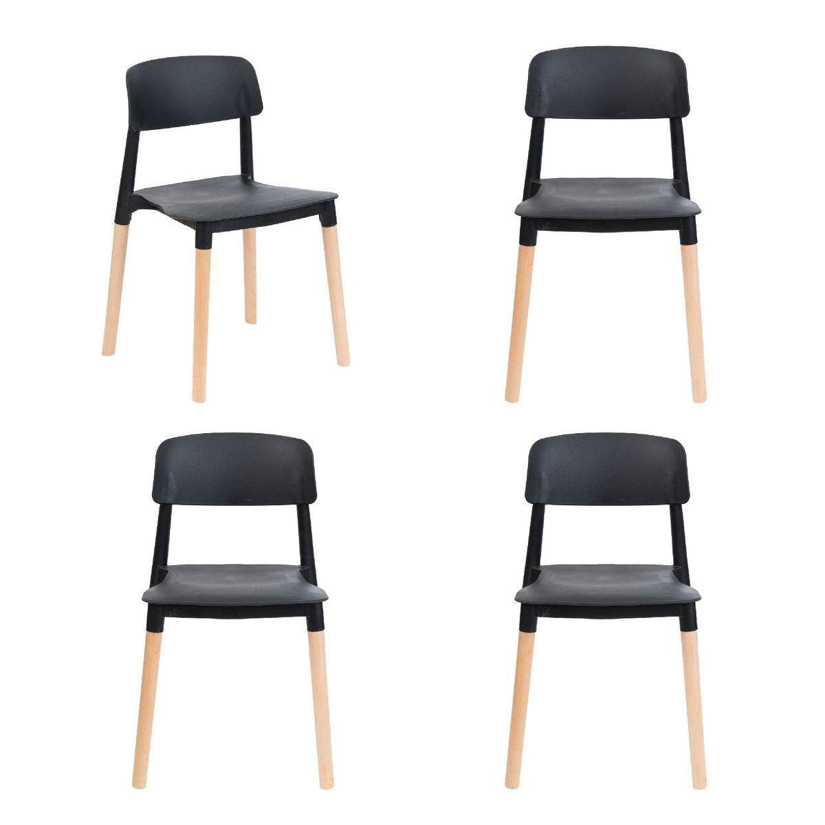 WHITE MARKET - Pack x 4 Silla comedor Negra