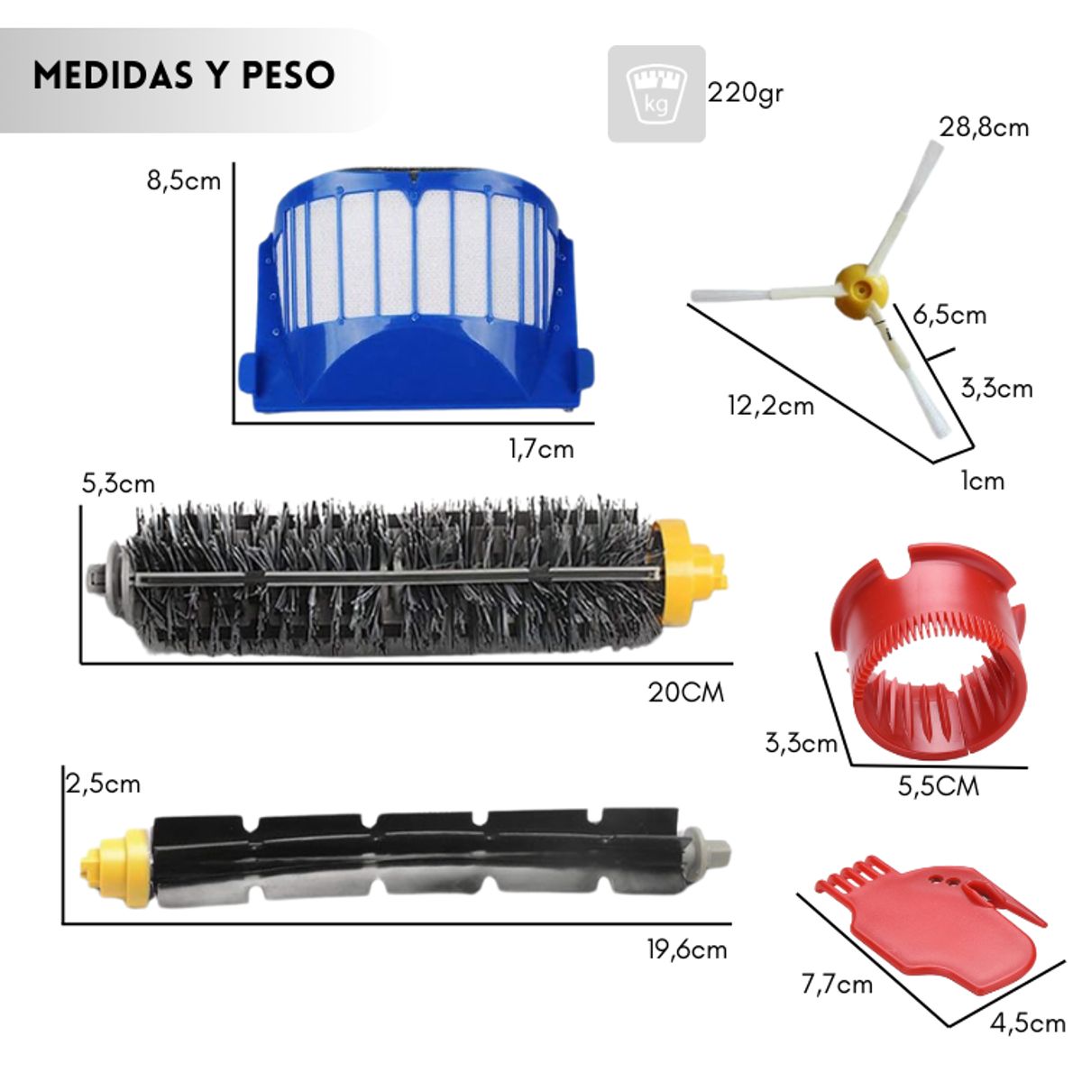 GENERICO - Kit De Filtros Rodillos Y Cepillos Para Irobot Roomba 600