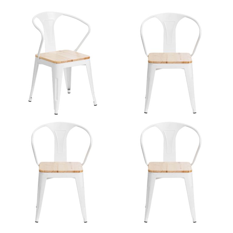 Pack x 4 Sillas tolix blanca con brazos