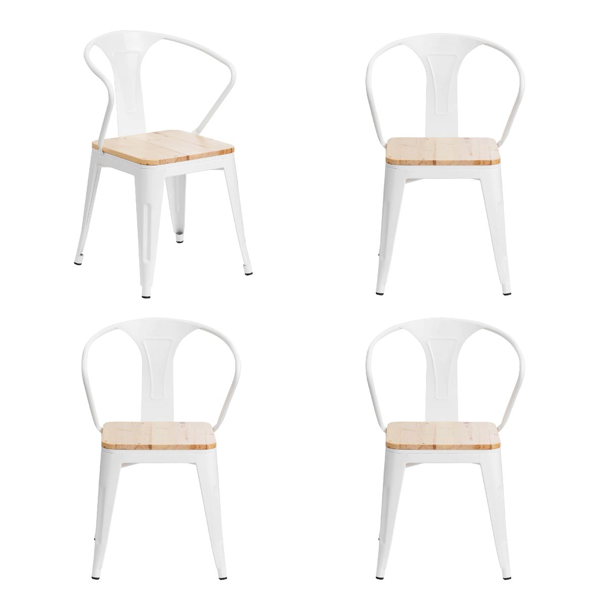 WHITE MARKET - Pack x 4 Sillas tolix blanca con brazos
