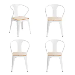 WHITE MARKET - Pack x 4 Sillas tolix blanca con brazos