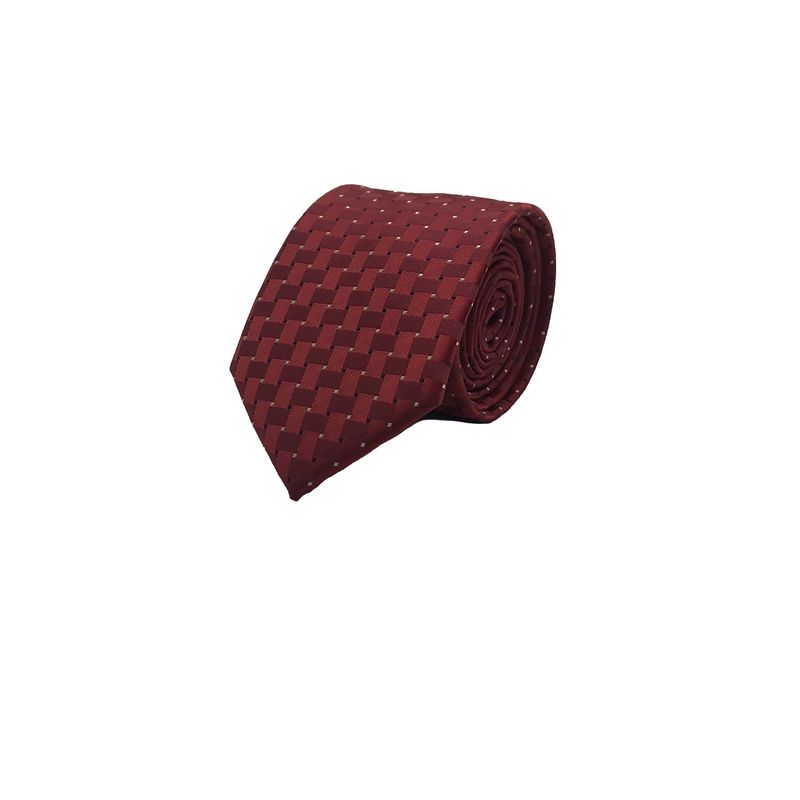 PHILIPPE SALVET - Corbata Microfibra 7cm Roja Cuadro Punto