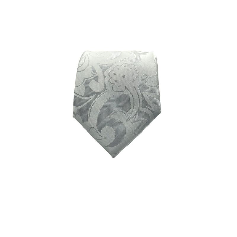 PHILIPPE SALVET - Corbata Gris Perla Textura Flor Microfibra 7 cm