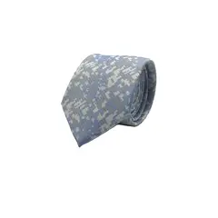 PHILIPPE SALVET - Corbata Celeste Cuadro Gris Microfibra 7 cm