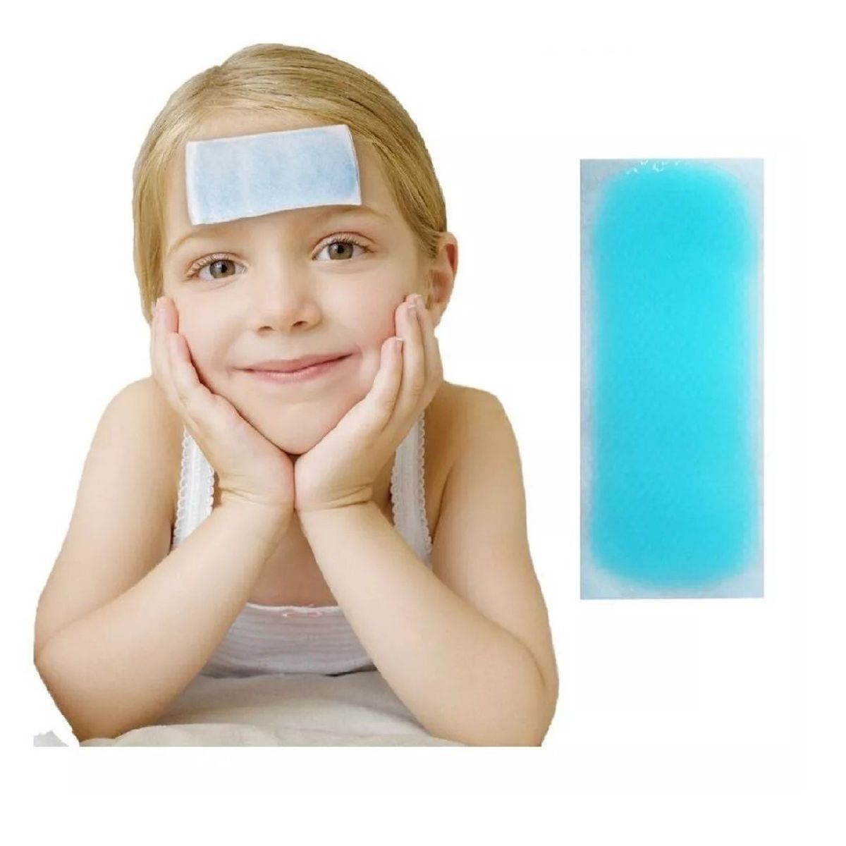 GENERICO - Parche Gel frio Ayuda a bajar la fiebre y dolores de cabeza 6 Unidades