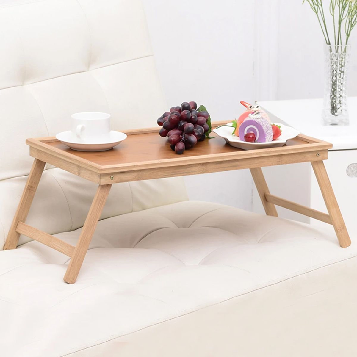 NEWTREE - Bandeja De Desayuno Mesa Para Servir Plegable De Bambú