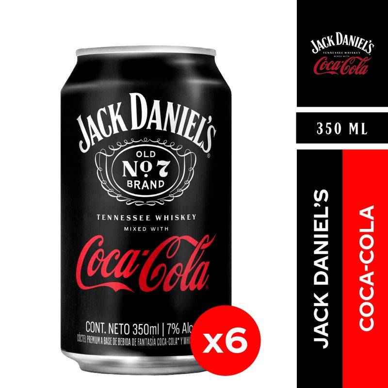 JACK DANIELS - 6x Cóctel Jack & Coke Lata 7° 350cc