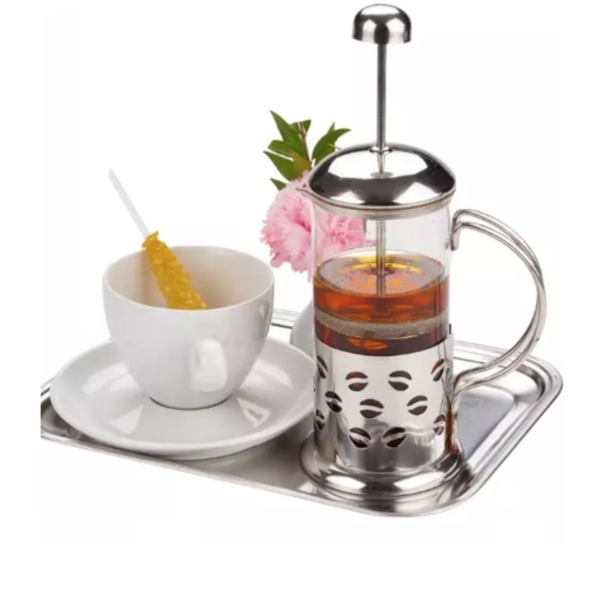 GENERICO - Cafetera Prensa Francesa Acero Inoxidable 350 Ml Color Blanco