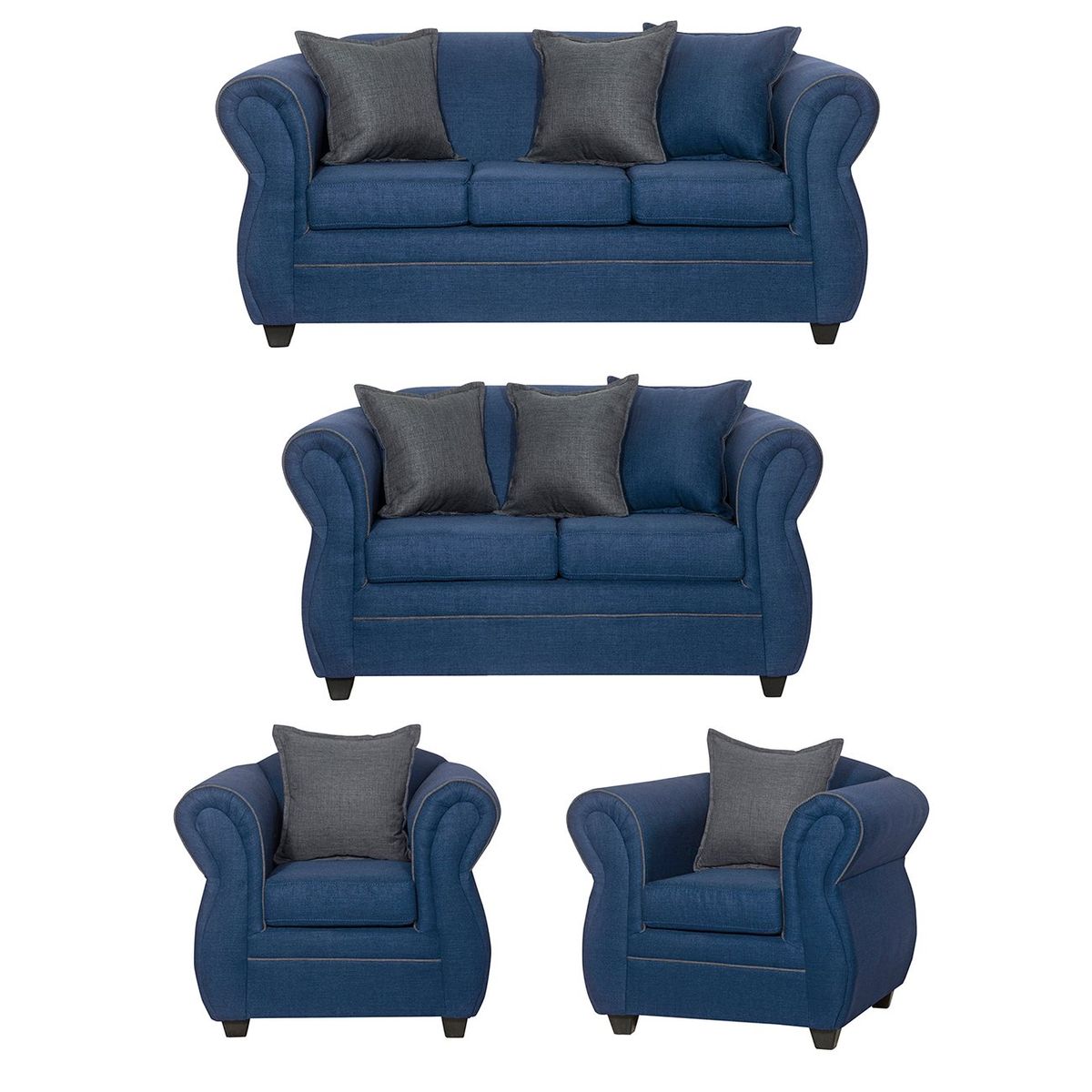 BLACK FACTORY - Juego de Living 3 2 1 1 Emili Azul