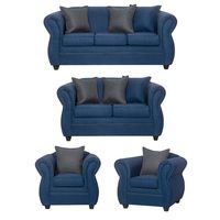 Juego de Living 3 2 1 1 Emili Azul