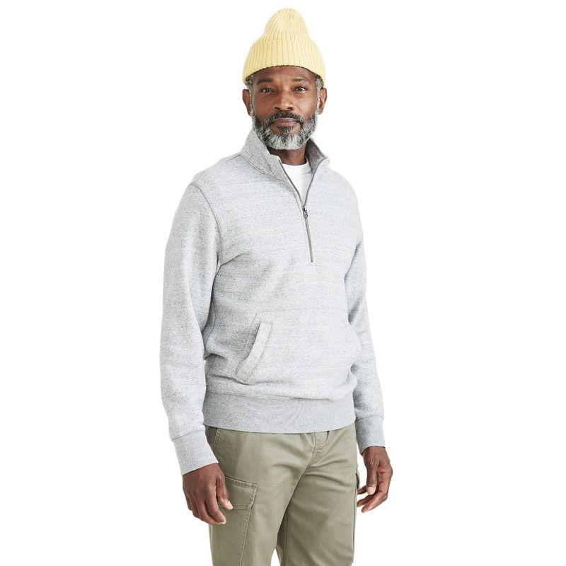 DOCKERS - Polerón Hombre 1/2 Zip Fleece Regular Fit Gris Dockers