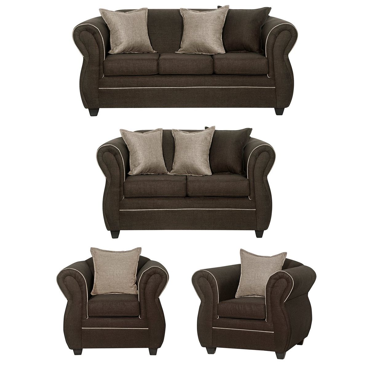 BLACK FACTORY - Juego de Living 3 2 1 1 Emili Cafe