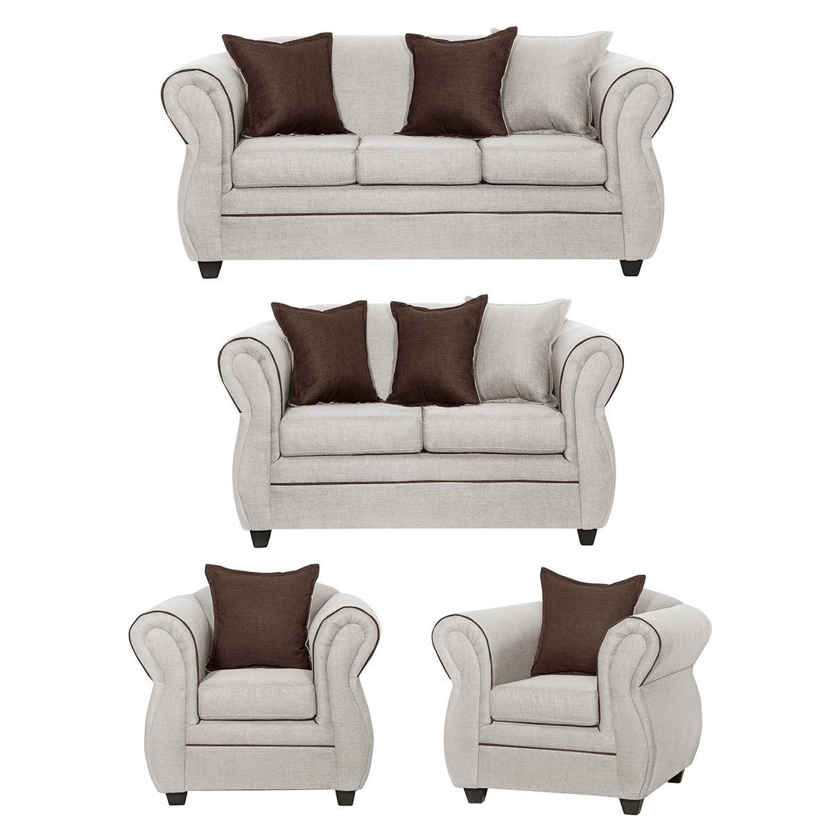 BLACK FACTORY - Juego de Living 3 2 1 1 Emili Crudo