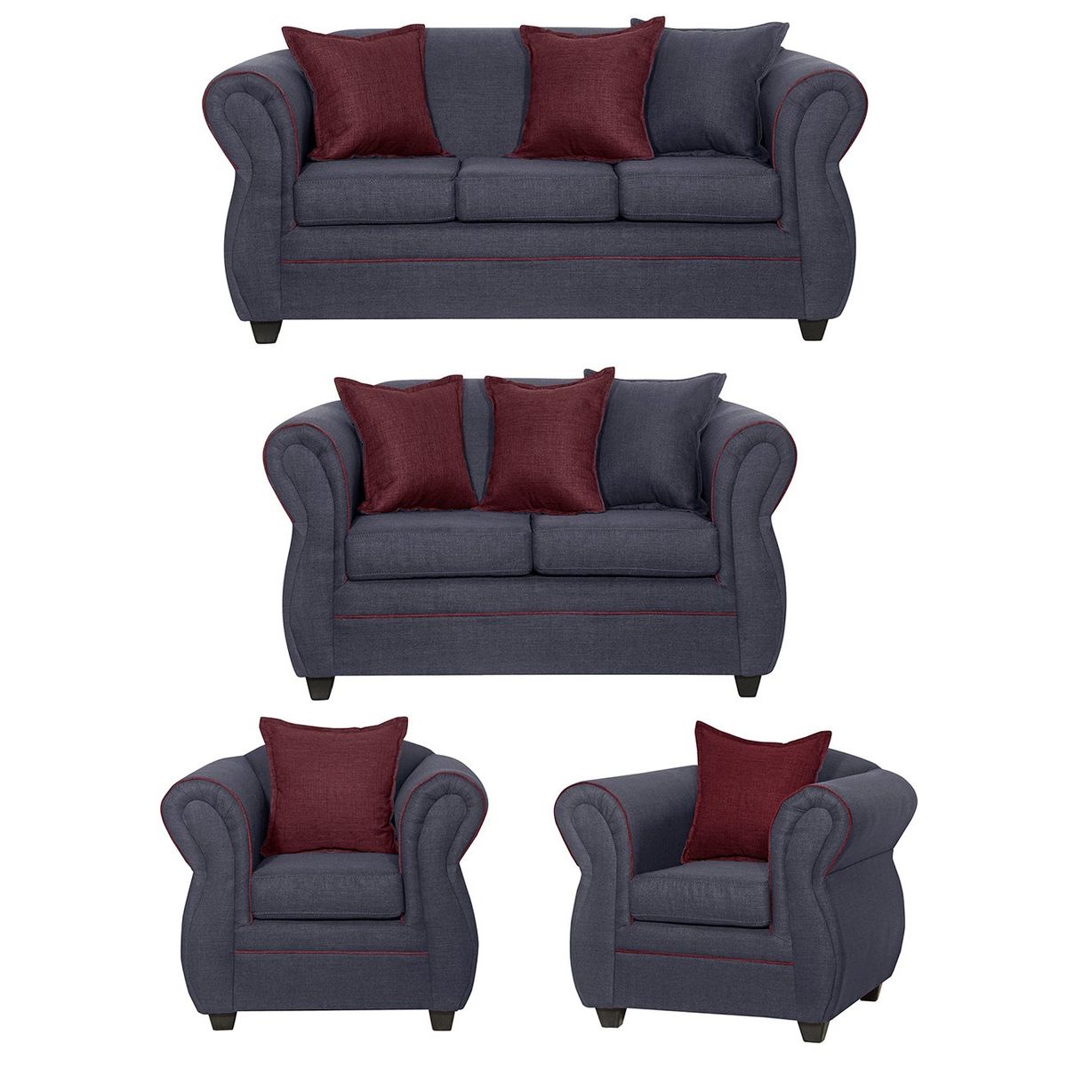 BLACK FACTORY - Juego de Living 3 2 1 1 Emili Marengo