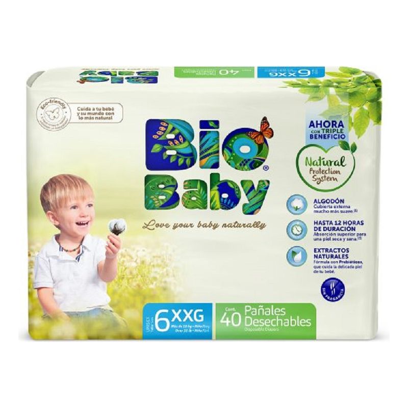 BIO BABY - Pañal Ecológico Bio Baby Talla 6 - Talla Xxg - Biobaby 40u