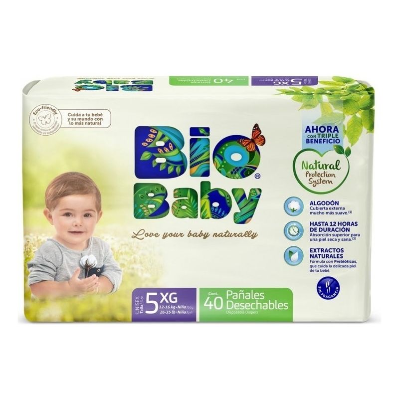 BIO BABY - Pañal Ecológico Bio Baby Talla 5 - Talla Xg - Biobaby
