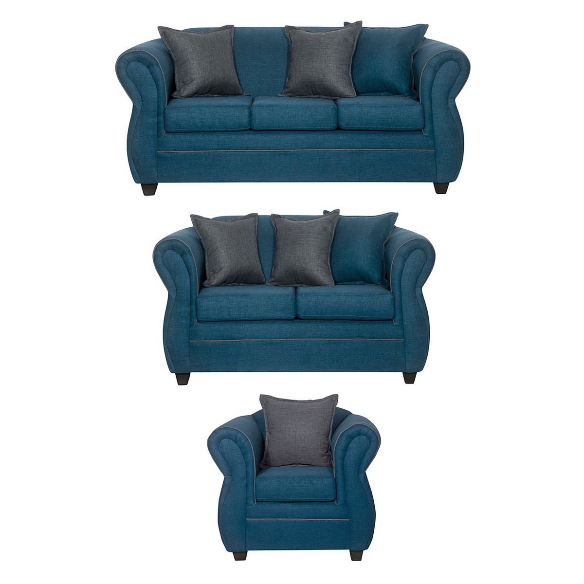 BLACK FACTORY - Juego de Living 3 2 1 Emili Esmeralda