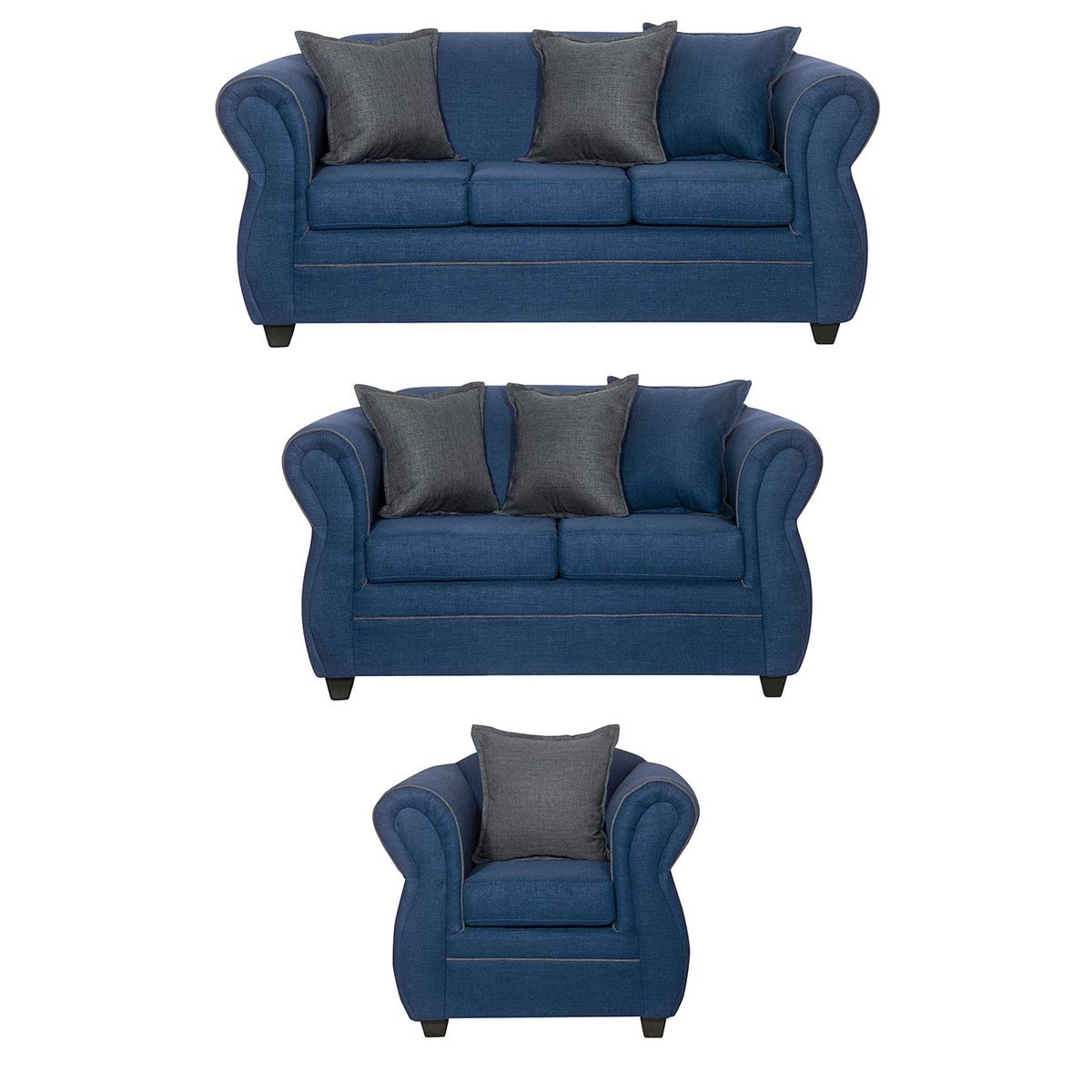 BLACK FACTORY - Juego de Living 3 2 1 Emili Azul