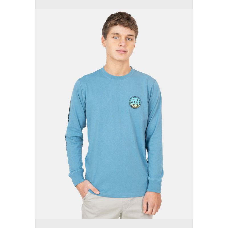 MAUI AND SONS - Polera ML Dregeti Celeste Infantil Maui And Sons