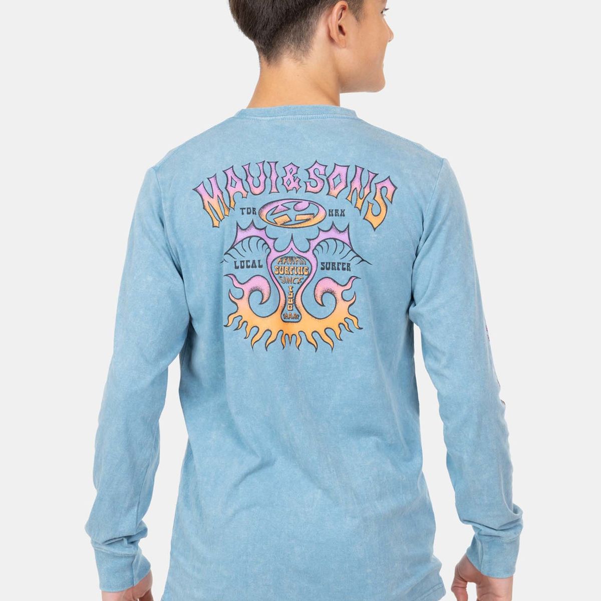 MAUI AND SONS - Polera ML Hawaii Surfing Celeste Infantil Maui And Sons