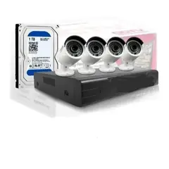 ARTIHOGAR - Kit Cctv 4 Cámaras Seguridad + Disco Duro 1 Terabyte Instalado en DVR AHD