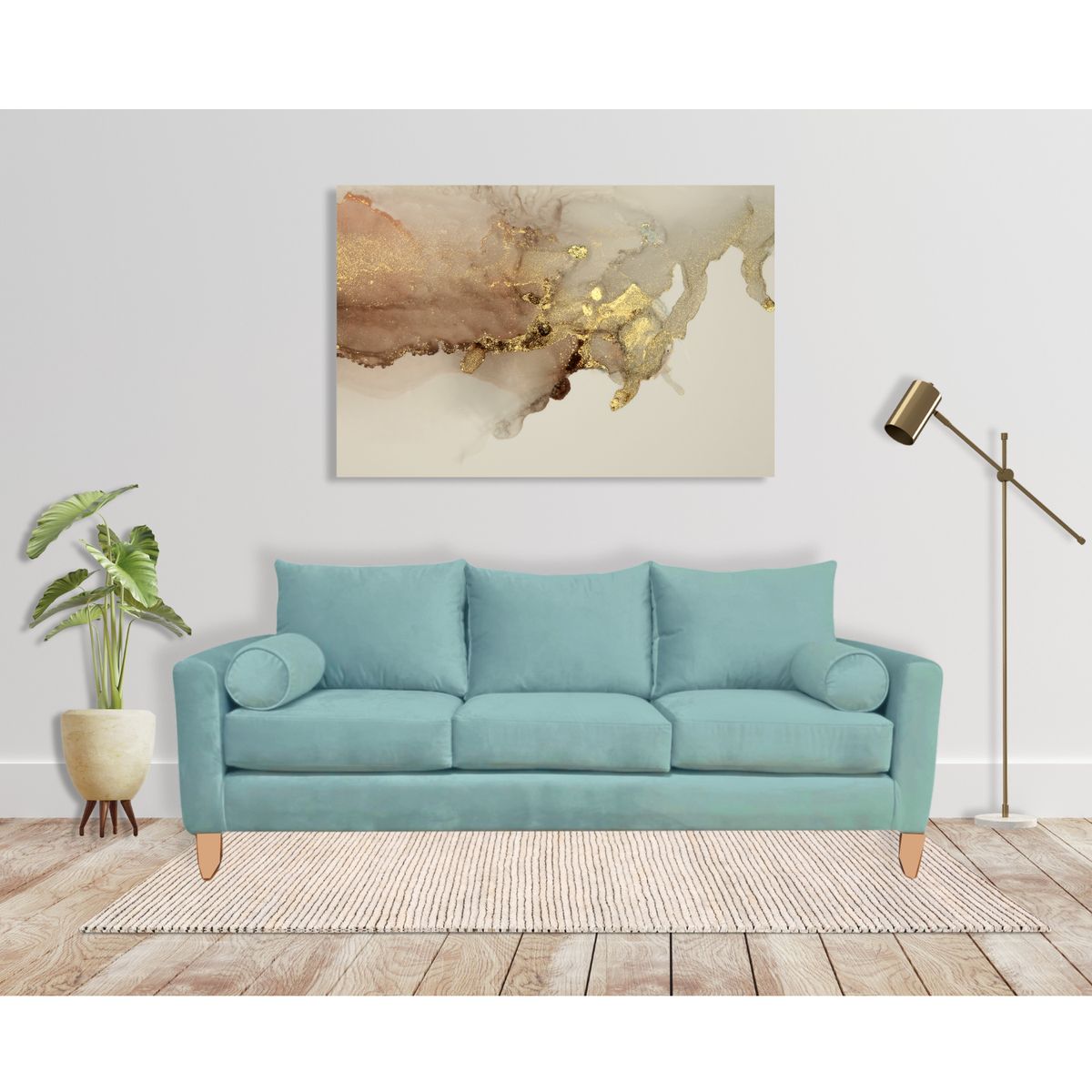 GENERICO - SOFA INDU 3 CUERPOS FELPA VERDE MENTA