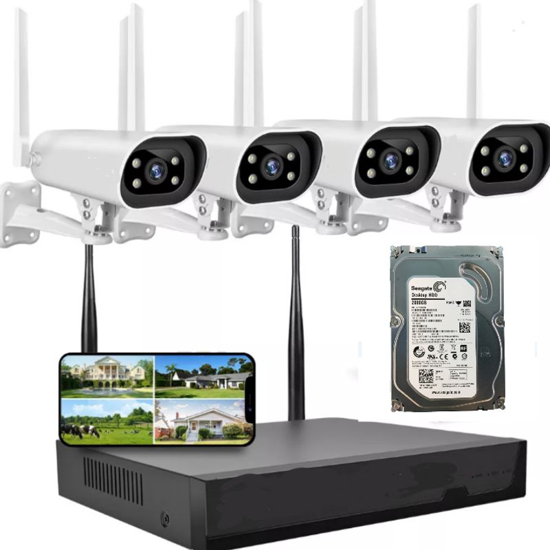 GENERICO - Kit Cctv Pro 4 Cámaras Inalambricas Colorvu 2MP  Audio Bi + Disco 1 Tera