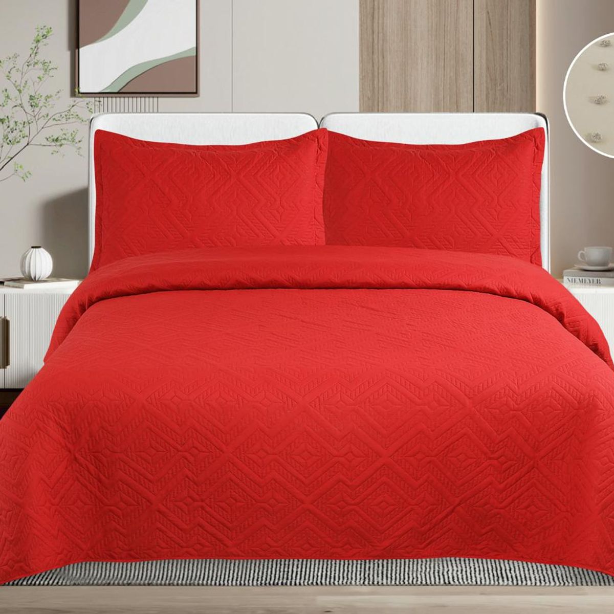 GENERICO - Quilt de Verano 2 plazas. Rojo  TF07