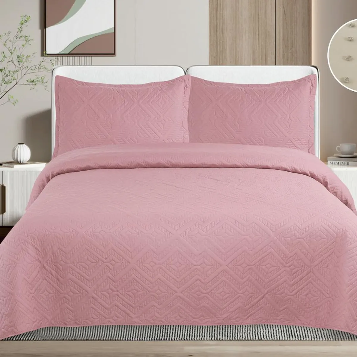 GENERICO - Quilt de Verano 2 plazas. Rosado  TF05