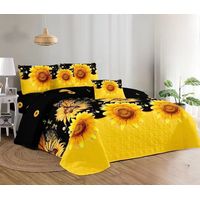 Quilt de Verano 2 plazas. Negro con Girasoles TFCC131