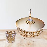 Elegante Set 2 Piezas Deco Candy Bar (Bandeja y Decoración) - Metal