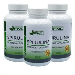 FNL - Spirulina + Moringa + Colágeno 550 mg 270 Cápsulas Pack 3 Frascos