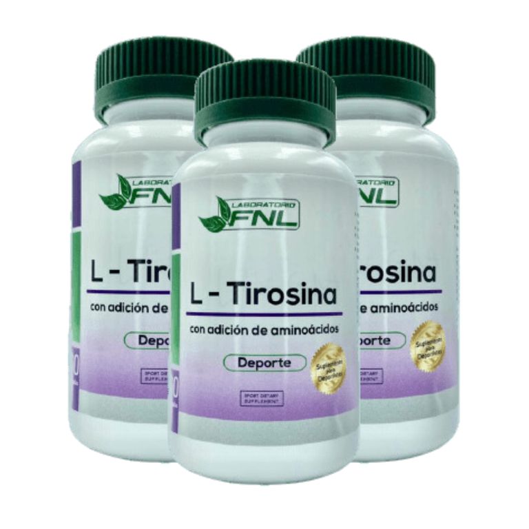 L - Tirosina 500mg 180 Capsulas 3 Frascos x 60 Caps