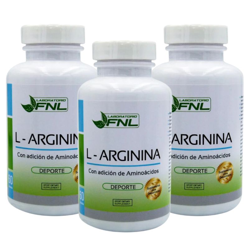 FNL - L - arginina 180 Cápsulas Pack 3 Frascos x 60 Caps FNL